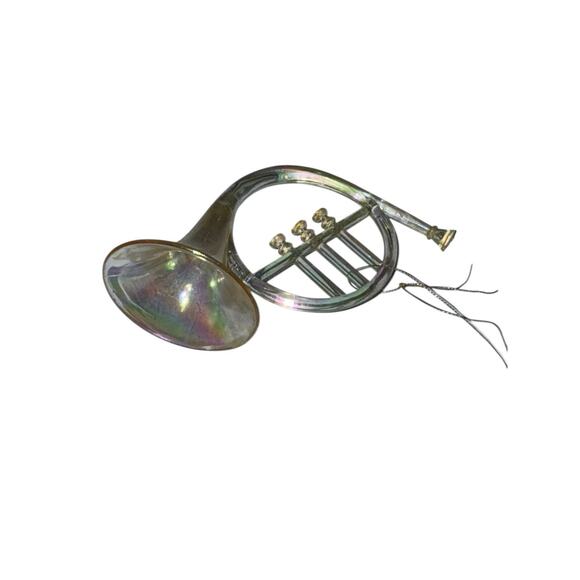 Vintage Hong Kong Iridescent Musical Ornaments Violin & French Horn 70s 80s Lot - Picture 2 of 7